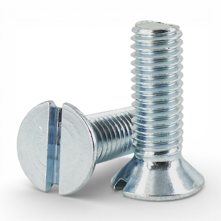 Set 100 Surub metric cap inecat DIN 963-4.8, M8x25, ZA, amprenta dreapta