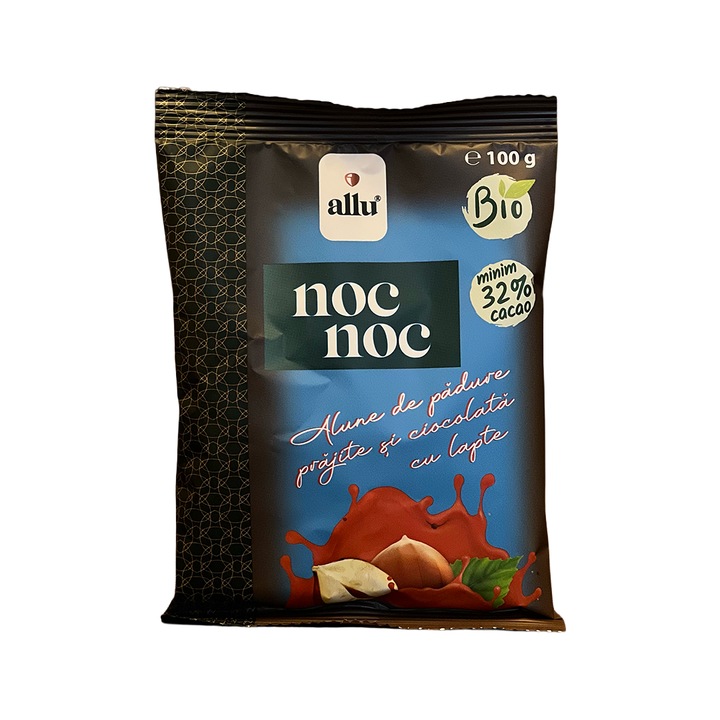 Alune de padure prajite si ciocolata cu lapte, Allu, 100g