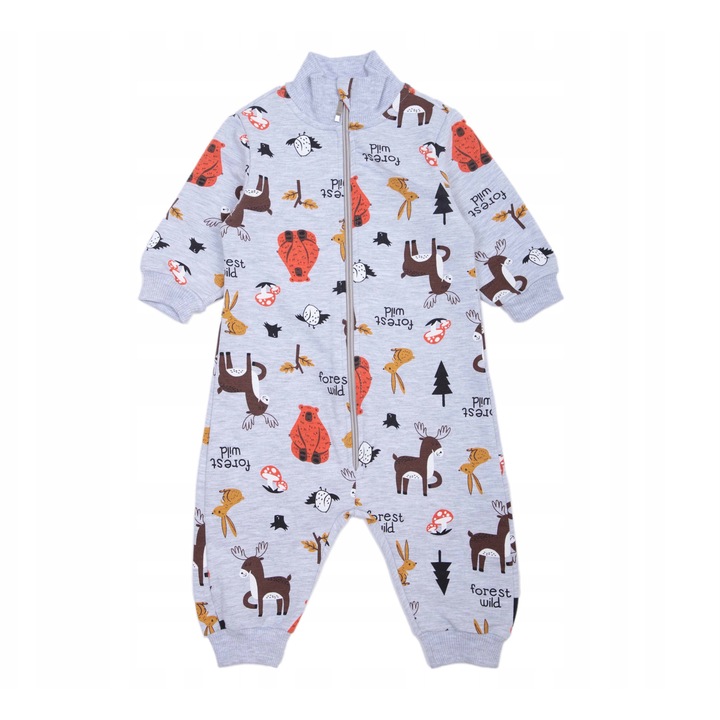 Salopetă gri, din bumbac moale, închidere cu capse, Gri