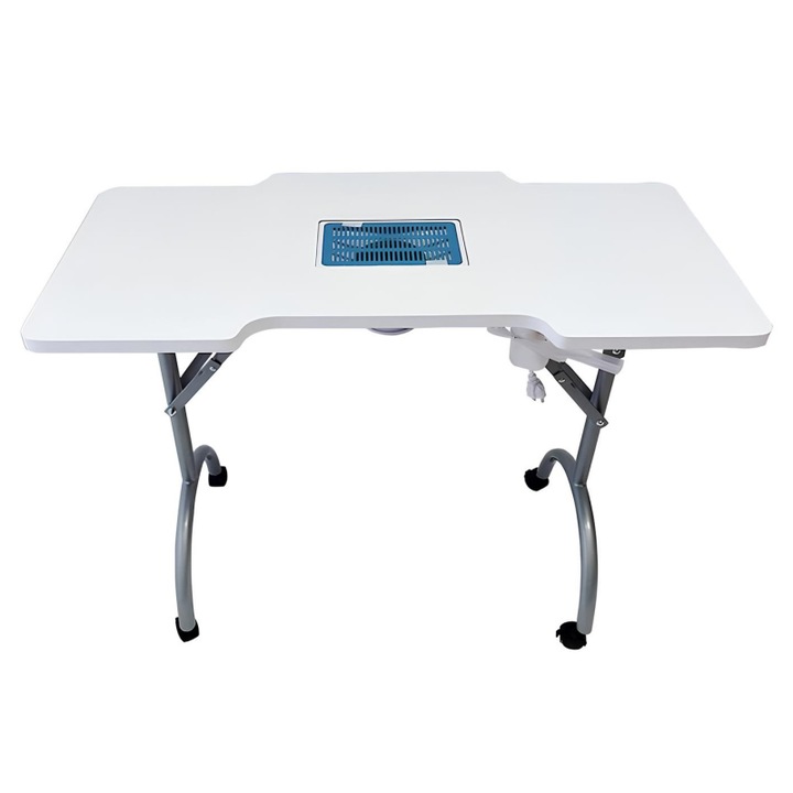 Masa Manichiura cu Aspirator Incorporat si Roti - 94 x 41x 70 cm 9007 alb ZoePRO COOL