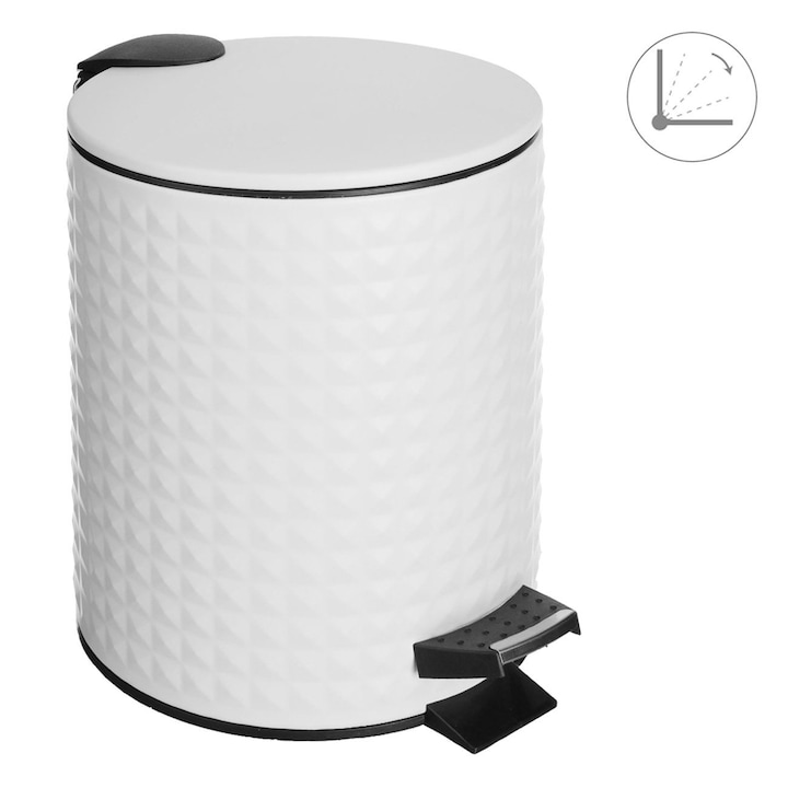 Cos de Baie Metalic Alb cu Model Reliefat 5L