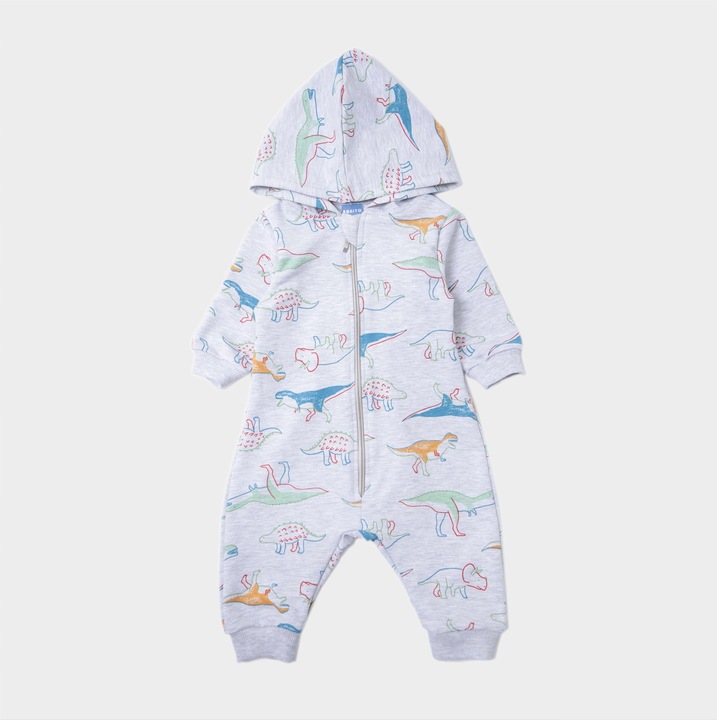 Body cu fermoar, MOD KIDS, 80cm, gri, 9-12 luni
