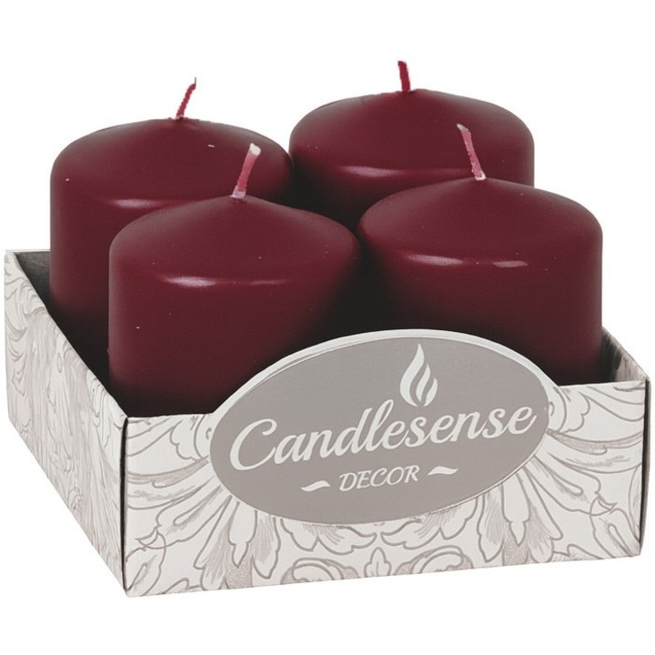 Candela CANDLESENSE bordo, 6cm, set 4 bucati, timp de ardere 8 ore