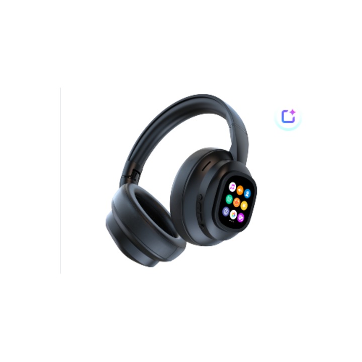 VeniSymlis® Casti AI cu ecran tactil color, traducere in 115 limbi, asistent vocal, redare muzica, declansare foto de la distanta, alarma, calendar, 6 moduri sunet, Bluetooth, pentru calatorii si comunicare internationala