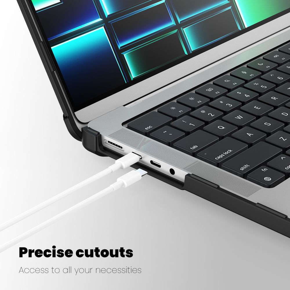 Carcasa laptop Tech-Protect SmartShell Pro compatibila cu MacBook Pro 14 M1 / M2 / M3 / M4 / M5 (2021-2025), Transparent / Negru