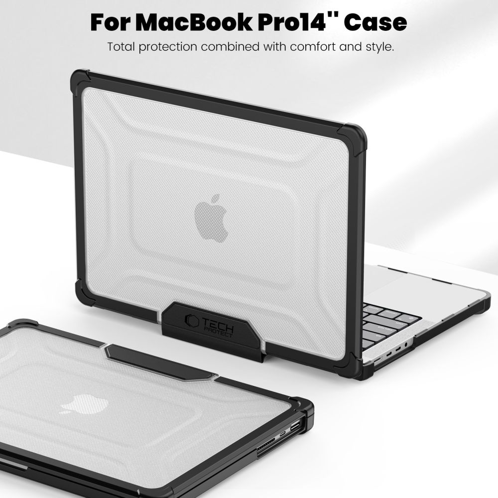Carcasa laptop Tech-Protect SmartShell Pro compatibila cu MacBook Pro 14 M1 / M2 / M3 / M4 / M5 (2021-2025), Transparent / Negru