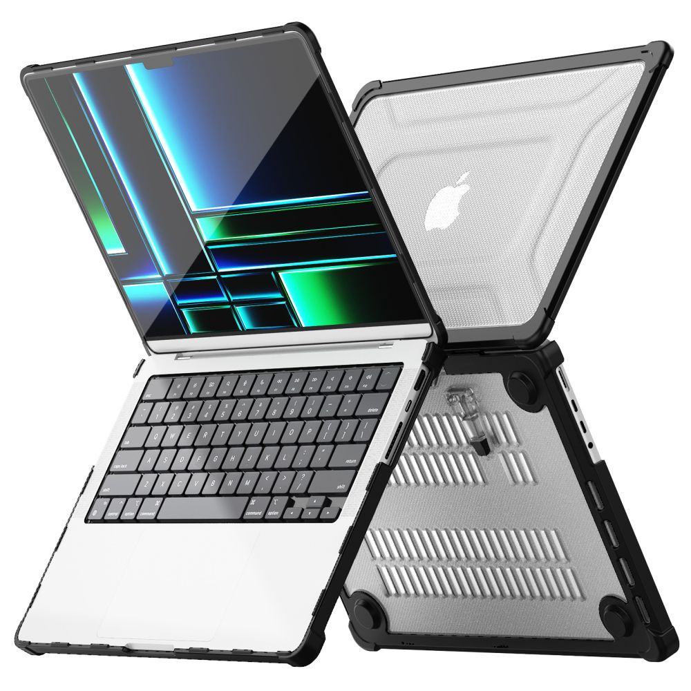 Carcasa laptop Tech-Protect SmartShell Pro compatibila cu MacBook Pro 14 M1 / M2 / M3 / M4 / M5 (2021-2025), Transparent / Negru
