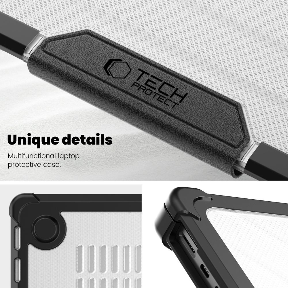 Carcasa laptop Tech-Protect SmartShell Pro compatibila cu MacBook Pro 14 M1 / M2 / M3 / M4 / M5 (2021-2025), Transparent / Negru