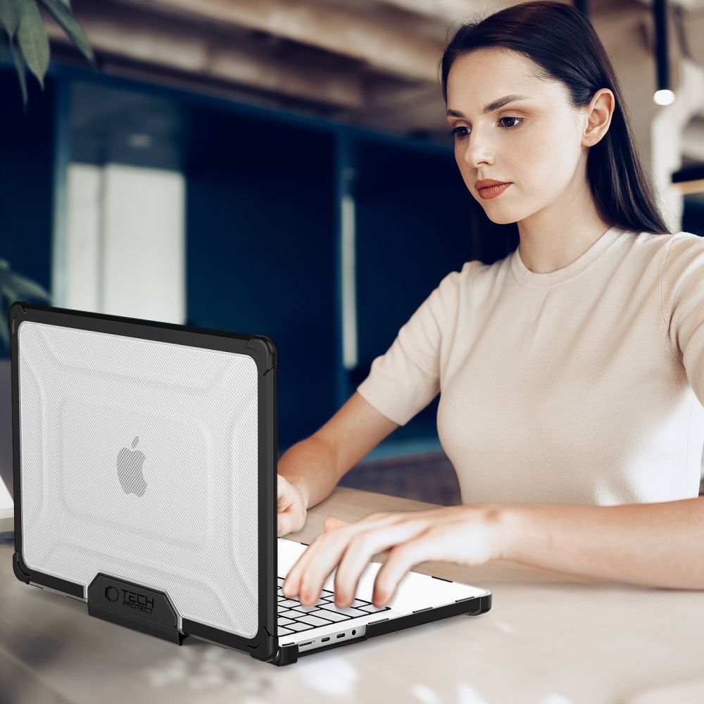 Carcasa laptop Tech-Protect SmartShell Pro compatibila cu MacBook Pro 14 M1 / M2 / M3 / M4 / M5 (2021-2025), Transparent / Negru