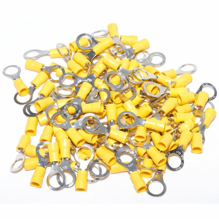 Papuci electrici tip inel izolati galbeni, set 100 buc, diametru 10mm, lungime 37, 4mm