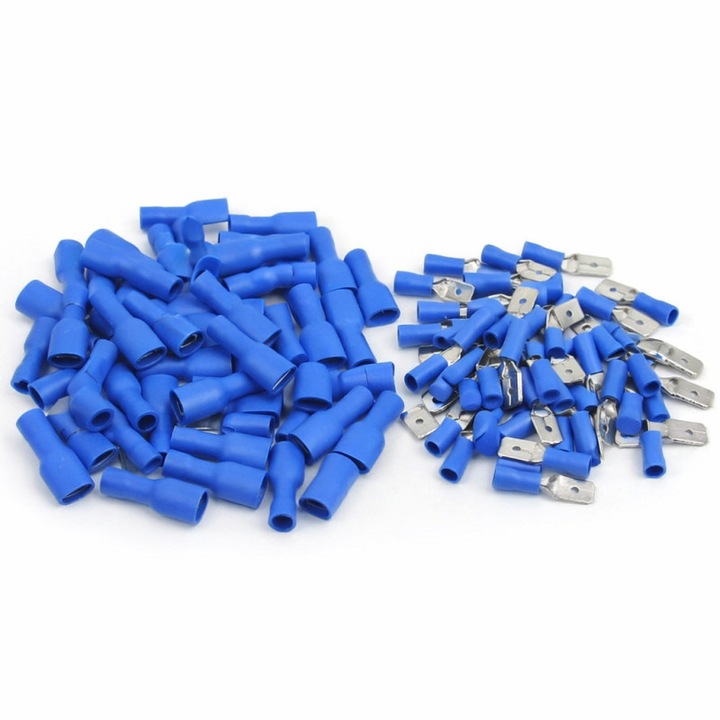 Papuci electrici izolati, set 200 buc, albastru, 6, 3mm