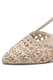 Marco Tozzi, Pantofi slingback cu toc si aspect crosetat, Alb/Maro nisip