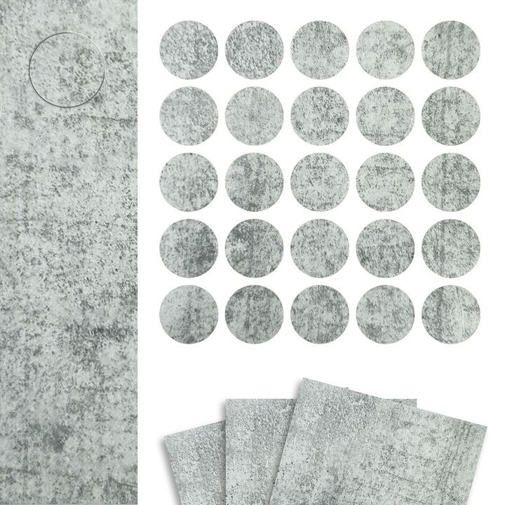 Capace de mascare autoadezive pentru mobilier, Ø 14 mm, 75 de bucati, DecoMeister®, Model Bellato Gri, ZM302-0014X3