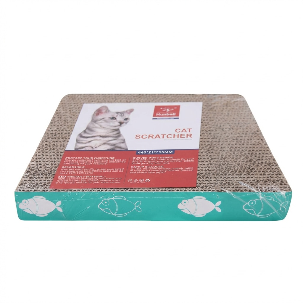 Placa de zgariat pentru pisici, Nunbell, 21, 5 × 21, 5 × 3, 5 cm, din carton rezistent, cu suprafata abraziva pentru gheare, ideala pentru pisici de toate varstele