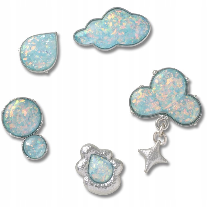 Accesoriu pentru incaltaminte, Crocs, Jibbitz Opalescent Meta, Multicolor, 5 bucata