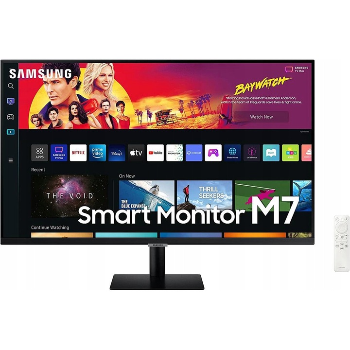 Monitor LED Samsung M7, 31.5", UHD 4K, matt, fekete, VESA 100x100