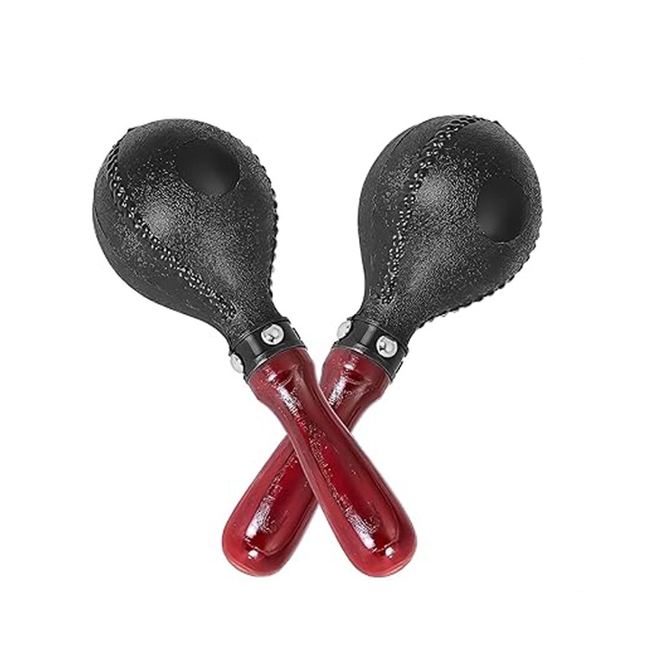 BOMSTOM Maracas szett, 2 db, fa, fekete/piros, 26x9x9cm