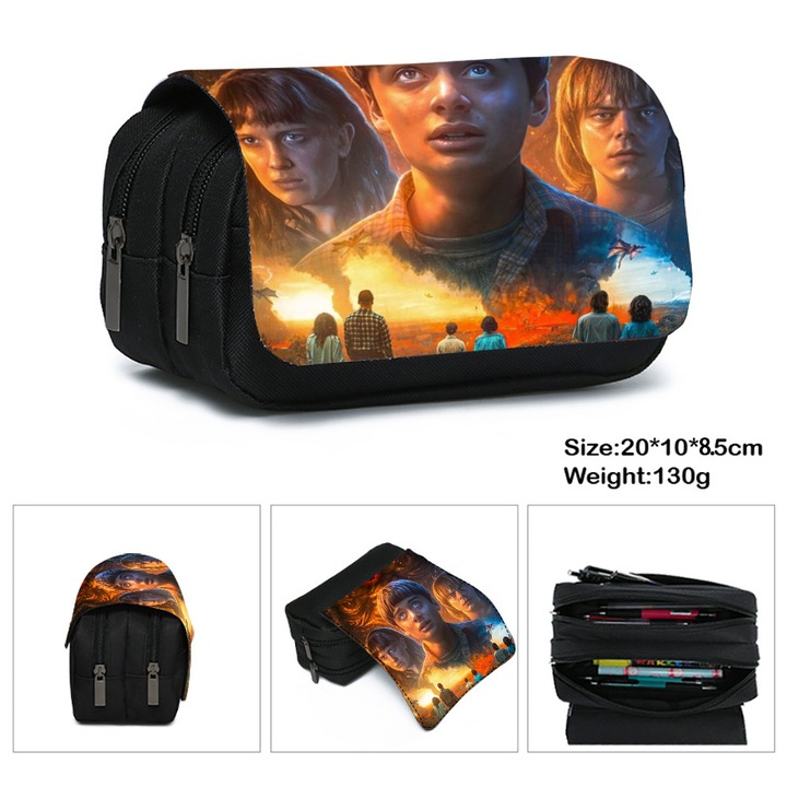 Несесер Stranger Things 5, голям капацитет, многослойно съхранение, материал Оксфорд, многоцветен