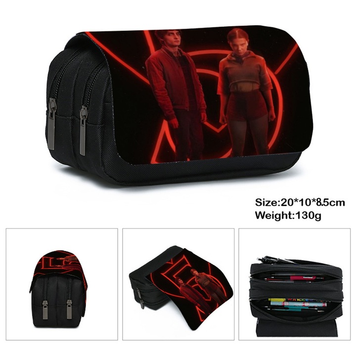 Несесер Stranger Things 5, голям капацитет, многослойно съхранение, материал Оксфорд, многоцветен