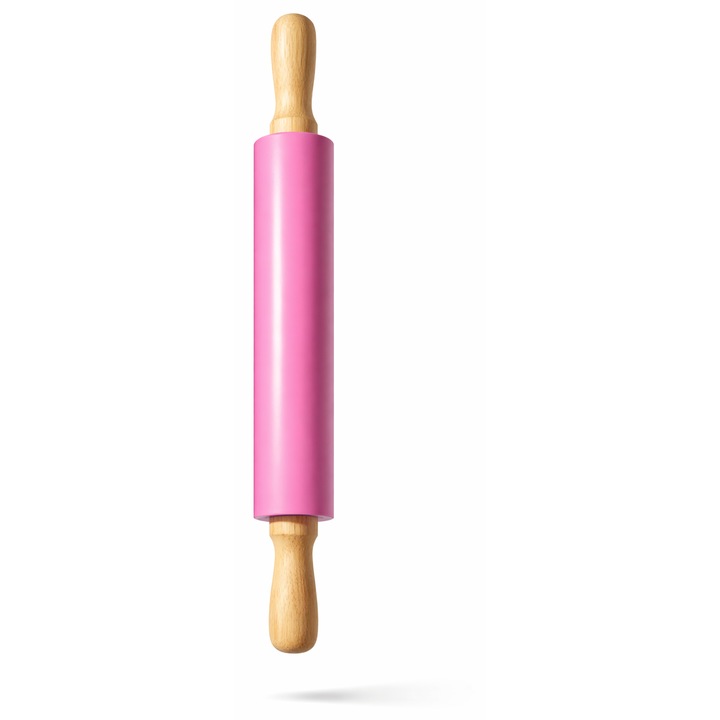 Sucitor, silicon, manere lemn, roz, 42cm - eMAG.ro