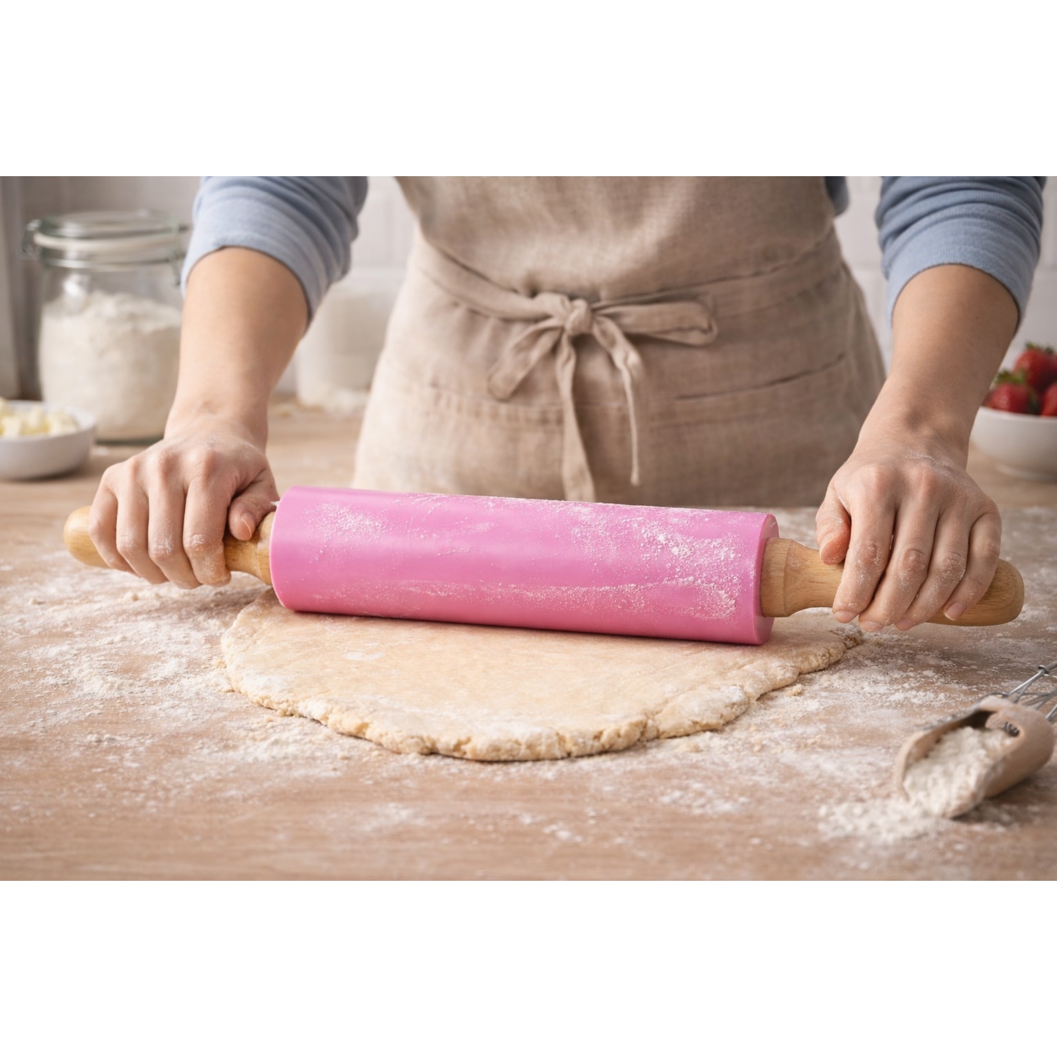 Sucitor, silicon, manere lemn, roz, 42cm - eMAG.ro