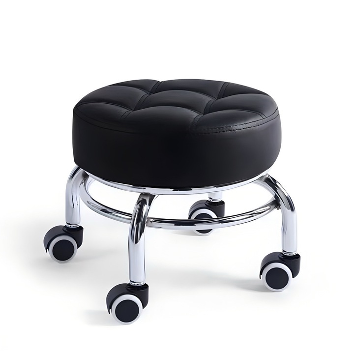 Scaun de pedichiura ZoePRO COOL, rotire 360, negru, dimensiuni 34x26, 5x5, 5 cm