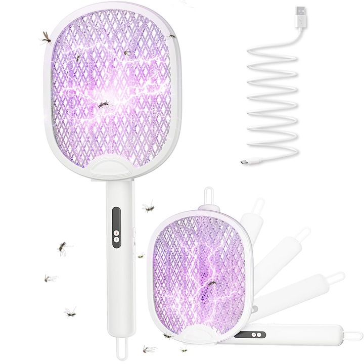 Paleta electrica pentru tantari Bedee 1200mAh alb