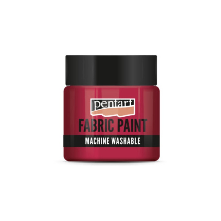 Vopsea pentru textile Pentart 50 ml, rosu carmin, textura mata, rezistenta la spalare