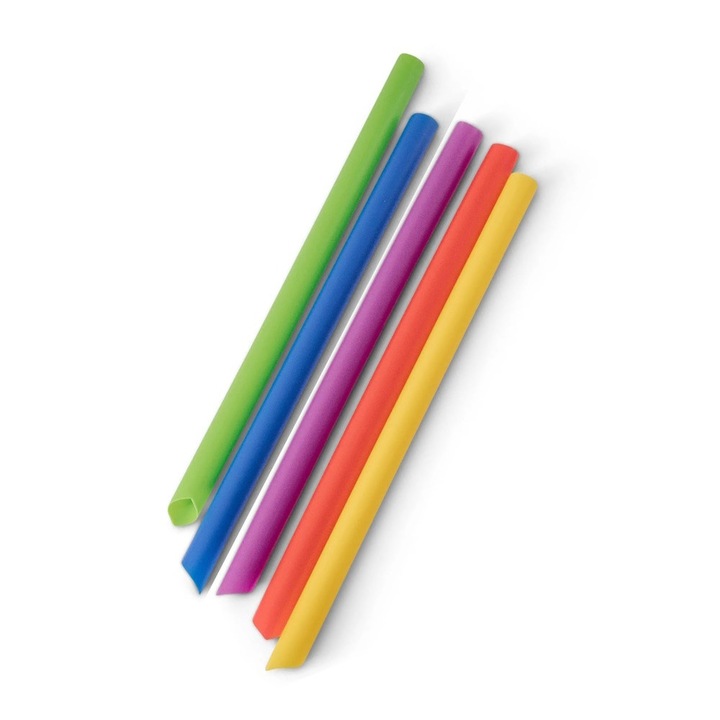 200 db újrahasználható bubble tea szívószál készlet, 5 színkeverék, 200 mm, Ø 12 mm