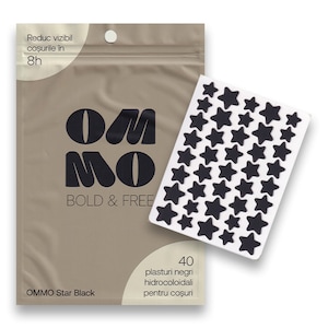 Plasturi hidrocoloidali pentru cosuri, OMMO Star Black, 40 bucati, forma de stelute negre