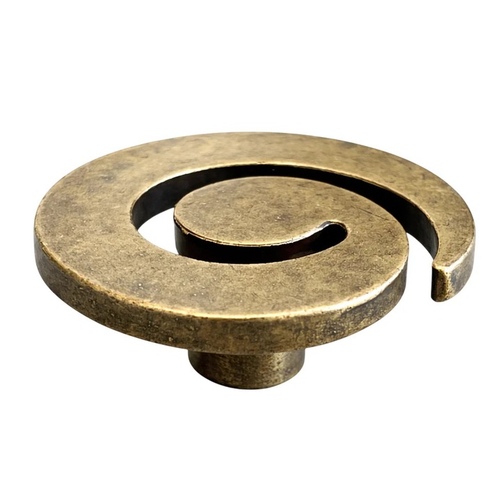 Buton pentru mobila Nemesio, finisaj alama antichizata, D:40 mm