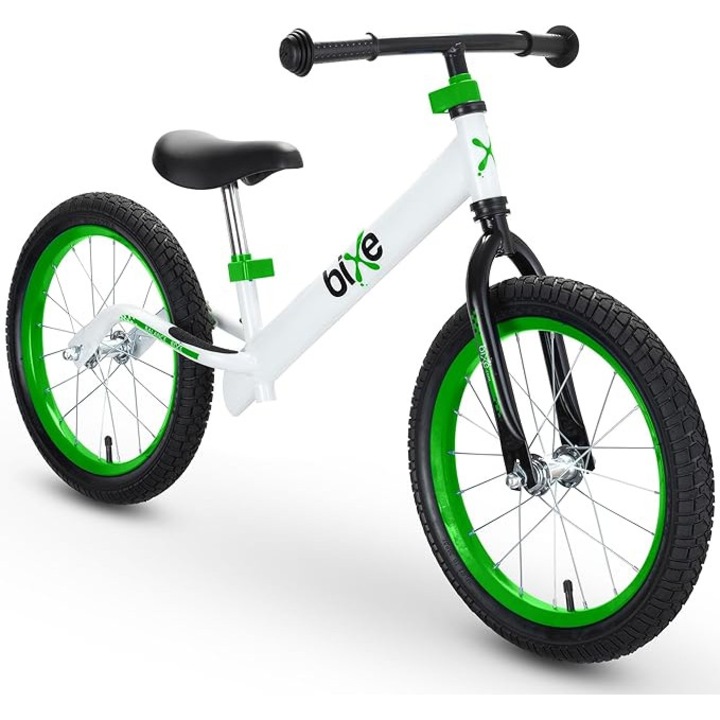 Bicicleta fara pedale Bixe, 16 inch, aluminiu, anvelope pneumatice, verde, 5-9 ani