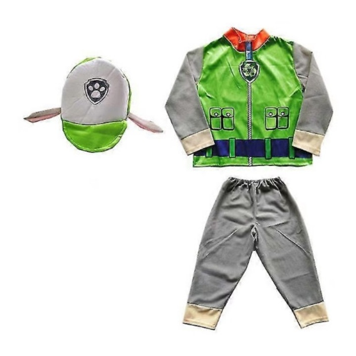 Costum Carnaval ANUTETOUNI Set Complet Copii (Marshall, Chase, Skye) Paw Patrol, 130-140cm, Verde