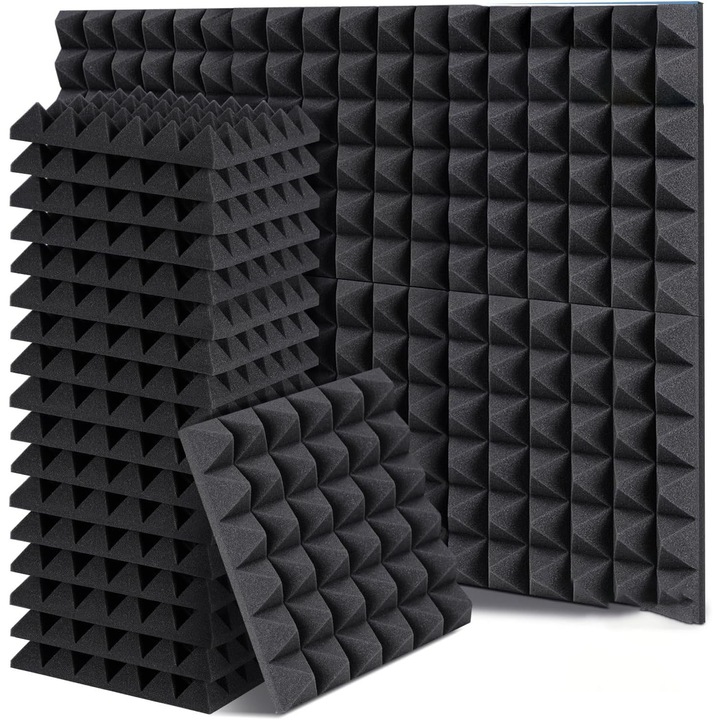 Pachet de 16 placi izolatoare acustice, 30x30x5cm, densitate mare, anti-alunecare, absorbtie sunet