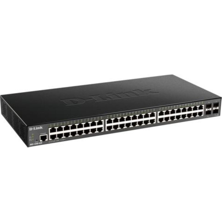 Switch D-Link, 48 porturi Gigabit, 4 SFP+, carcasa metalica, model DGS-1250-52X