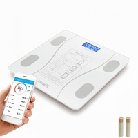 Cantar Electronic Smart, IdealTI, 180Kg, Bluetooth, Ecran LCD Iluminat, Alb, 26x26cm
