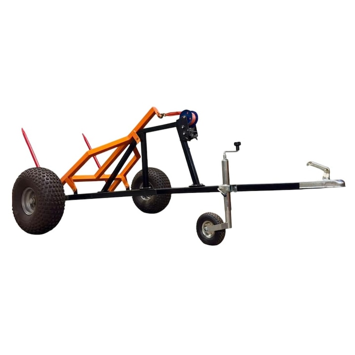 Remorca pentru transport baloti, 1 axă, 600 Kg, metalică, neagră