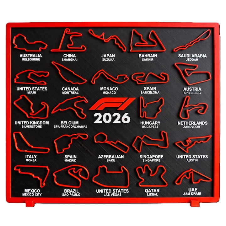 Calendar decorativ F1, Dual Stax, 2026, design elegant, informativ, multicolor