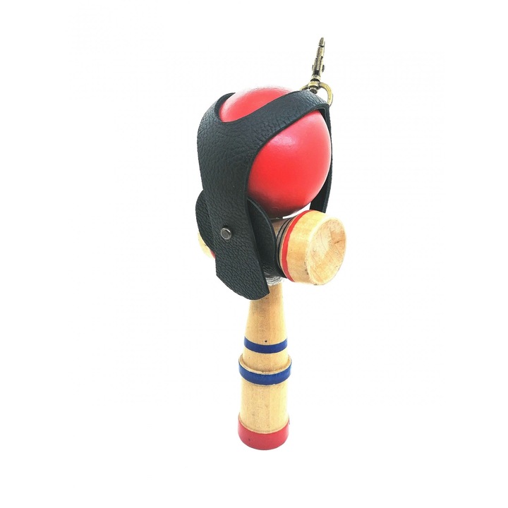 Kendama tok, Avaleea, ökológiai bőr, fekete, 6 cm, kulcstartó típus