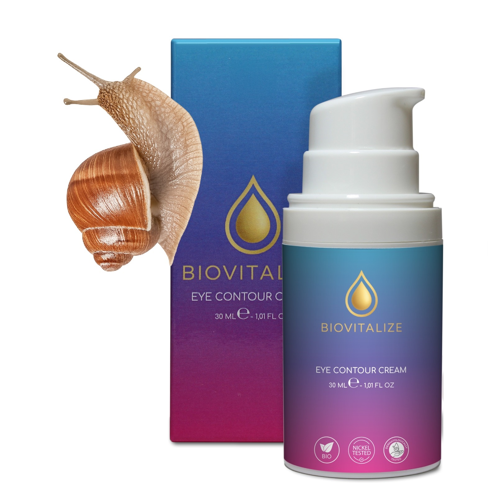 Crema contur ochi cu mucina de melc organica, castan indian si Centella Asiatica, ideala pentru combaterea ridurilor, a labei gastii si a semnelor de imbatranire,30 ml. Made in Italy