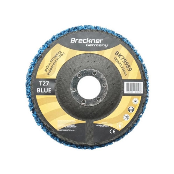 Disc abraziv netesut compact 125x22.23mm T27, granulatie medie pentru curatare rugina si vopsea Breckner Germany