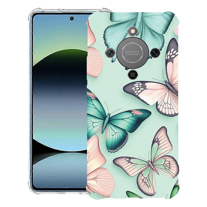 BestCase® Husa Anti Shock 1.5mm Compatibila cu Honor Magic8 Lite, cu Design Butterfly Pattern, Reinforced 4 Corners, 3128364 AS 1227