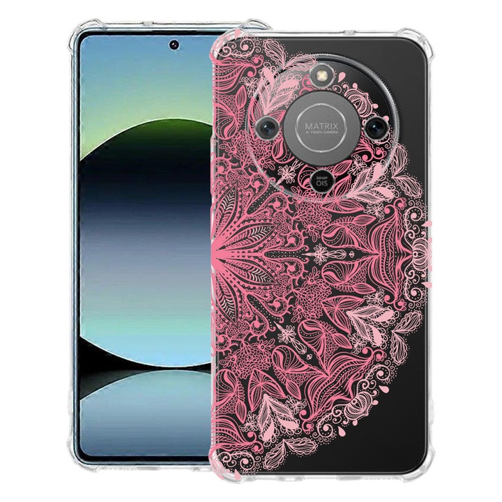 BestCase® Husa Anti Shock 1.5mm Compatibila cu Honor Magic8 Lite, cu Design Lace Pink, Reinforced 4 Corners, 3128364 AS 21