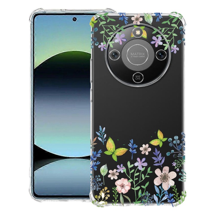 BestCase® Husa Anti Shock 1.5mm Compatibila cu Honor Magic8 Lite, cu Design Butterfly Flowers, Reinforced 4 Corners, 3128364 AS 95