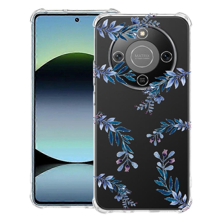 BestCase® Husa Anti Shock 1.5mm Compatibila cu Honor Magic8 Lite, cu Design Blue Flowers, Reinforced 4 Corners, 3128364 AS 116