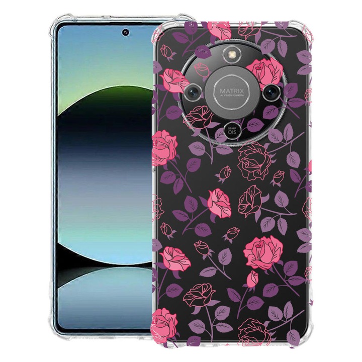 BestCase® Husa Anti Shock 1.5mm Compatibila cu Honor Magic8 Lite, cu Design Rose, Reinforced 4 Corners, 3128364 AS 168