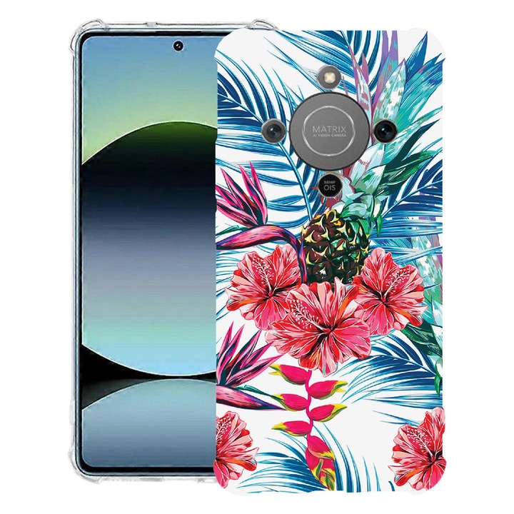 BestCase® Husa Anti Shock 1.5mm Compatibila cu Honor Magic8 Lite, cu Design Flowers, Reinforced 4 Corners, 3128364 AS 221