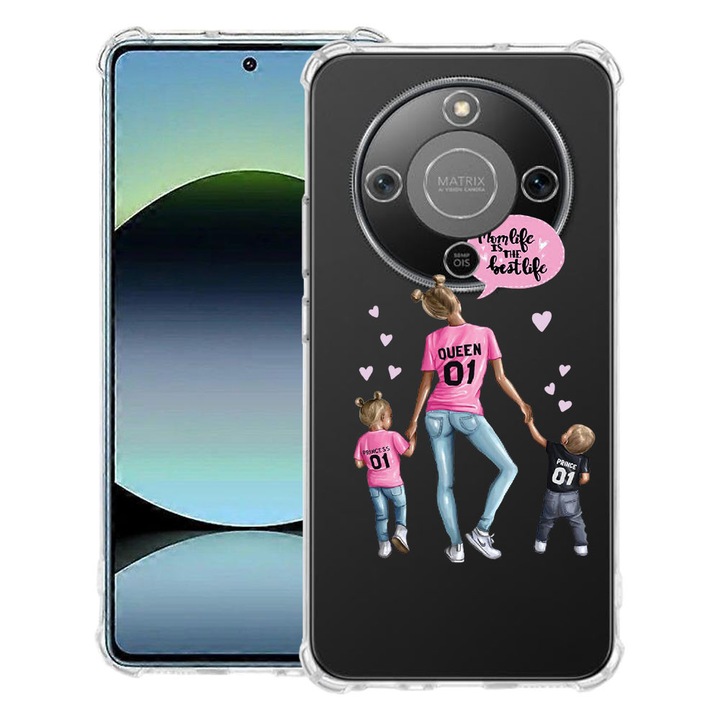 BestCase® Ütésálló tok 1.5mm Kompatibilis Honor Magic8 Lite, Mom Life Boy And Girl Design, Megerősített 4 sarok, 3128364 AS 557