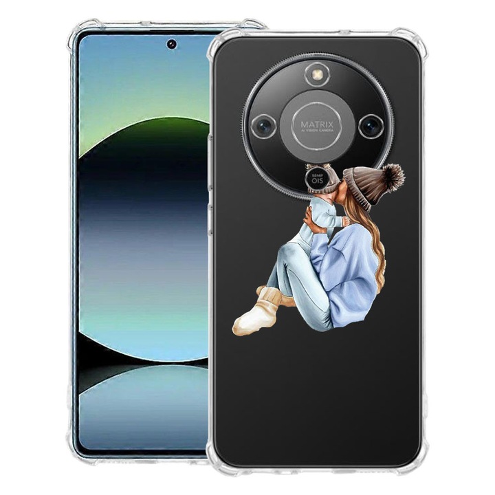 BestCase® Ütésálló tok 1.5mm Kompatibilis Honor Magic8 Lite-tal, Girl Mom With a Boy dizájnnal, megerősített 4 sarokkal, 3128364 AS 562