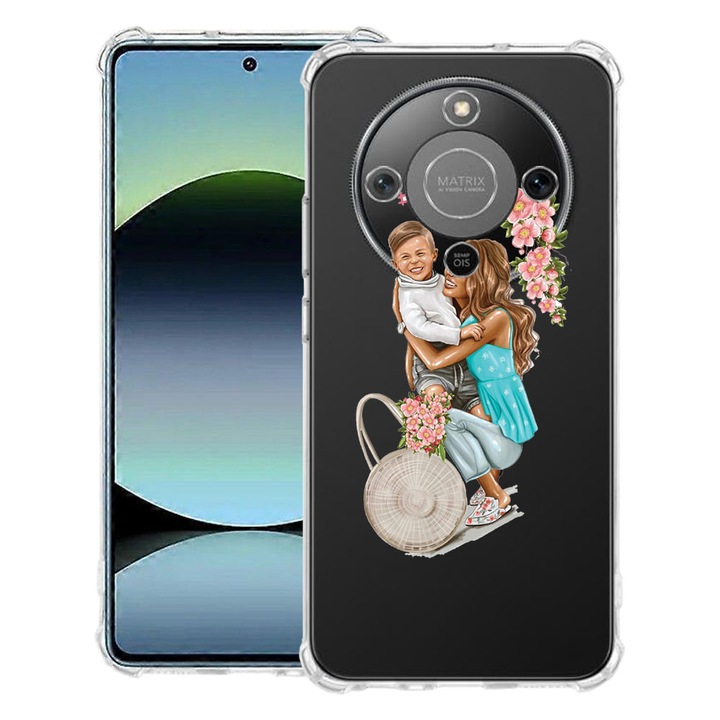 BestCase® Ütésálló tok 1.5mm Kompatibilis Honor Magic8 Lite készülékkel, Mom Life With a Boy dizájnnal, megerősített 4 sarokkal, 3128364 AS 559